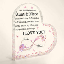 Load image into Gallery viewer, Personalized Heart Shaped Acrylic Plaque Gift for Aunt &amp; Niece
