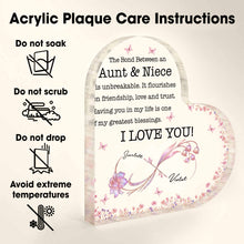 Load image into Gallery viewer, Personalized Heart Shaped Acrylic Plaque Gift for Aunt &amp; Niece
