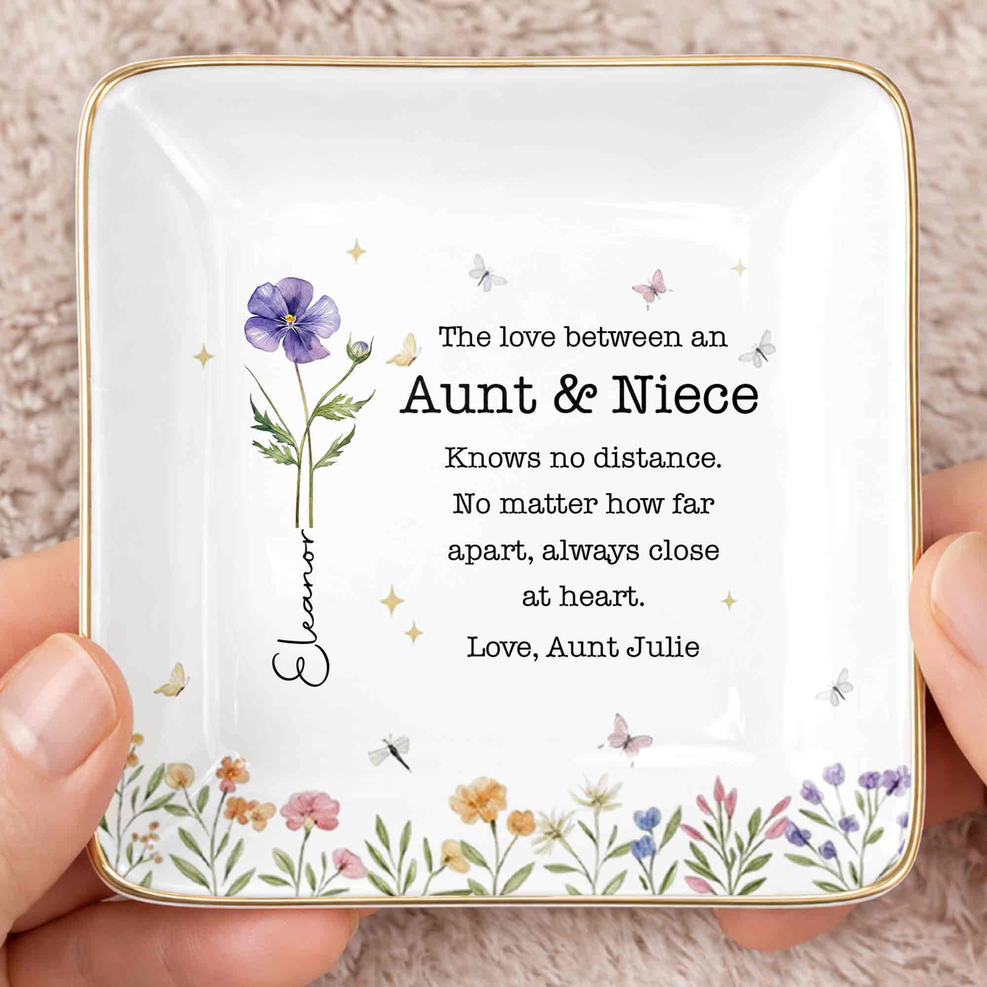 Personalized Ceramic Jewelry Dish Custom Aunt Niece Gift