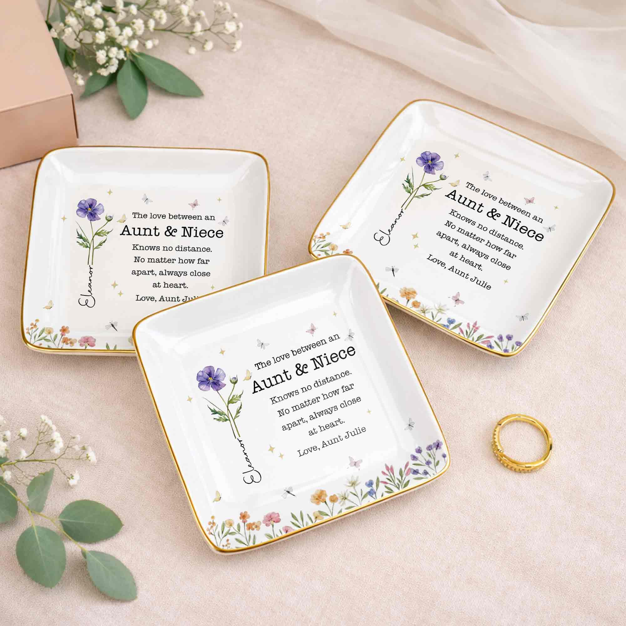 Personalized Ceramic Jewelry Dish Custom Aunt Niece Gift