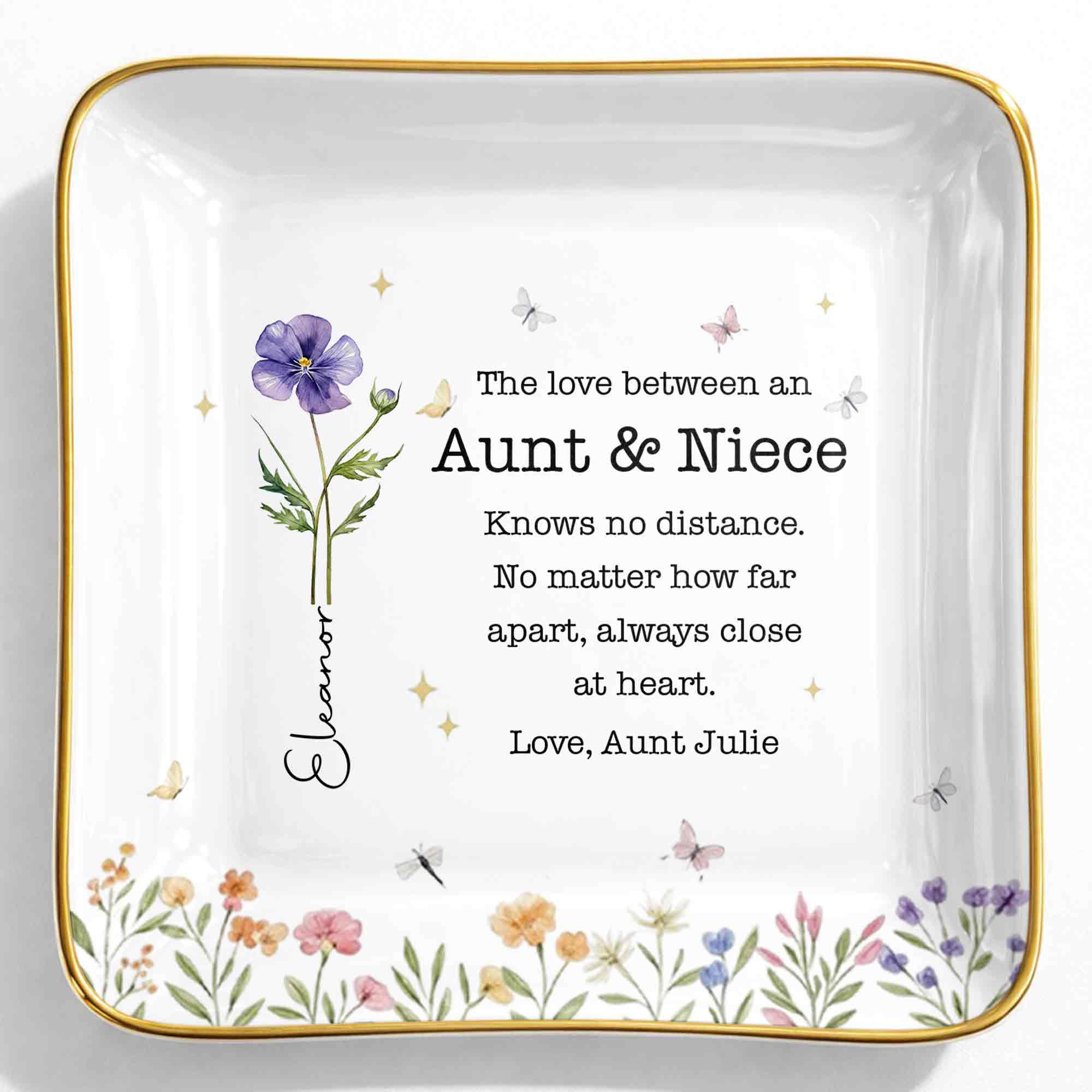 Personalized Ceramic Jewelry Dish Custom Aunt Niece Gift