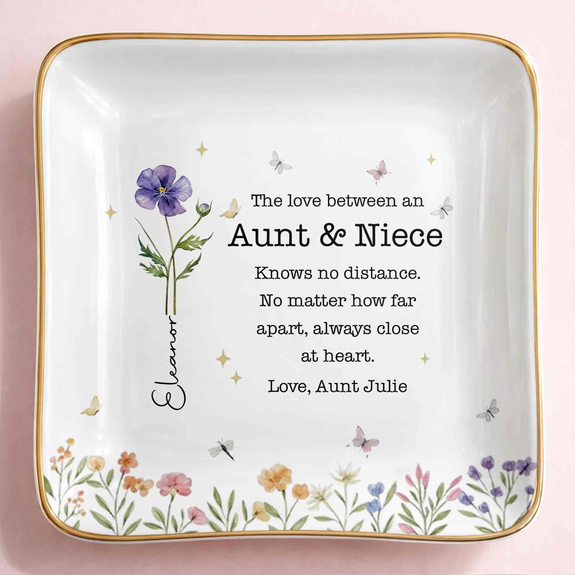Personalized Ceramic Jewelry Dish Custom Aunt Niece Gift