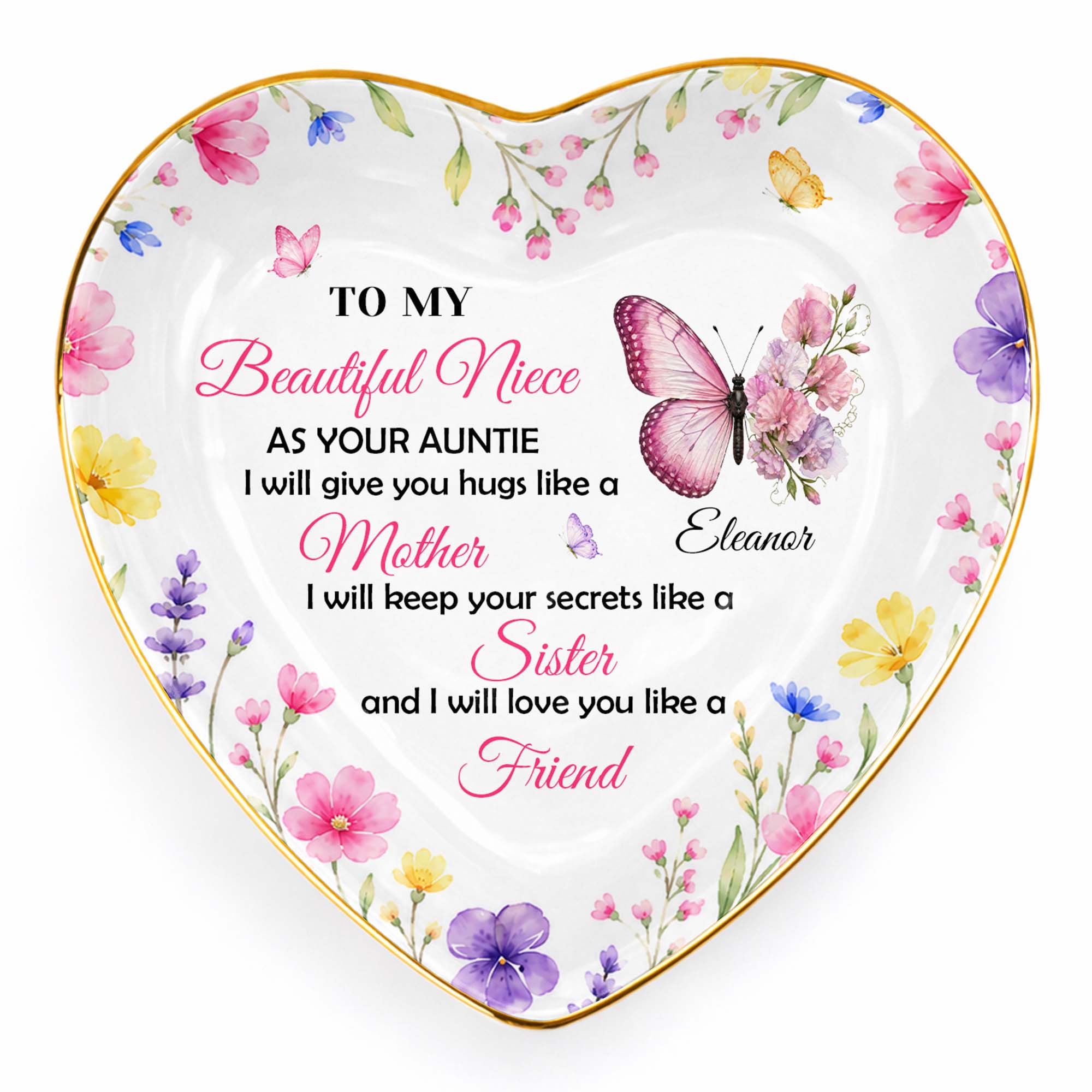 Personalized Heart Jewelry Dish Custom Name Gift for Niece