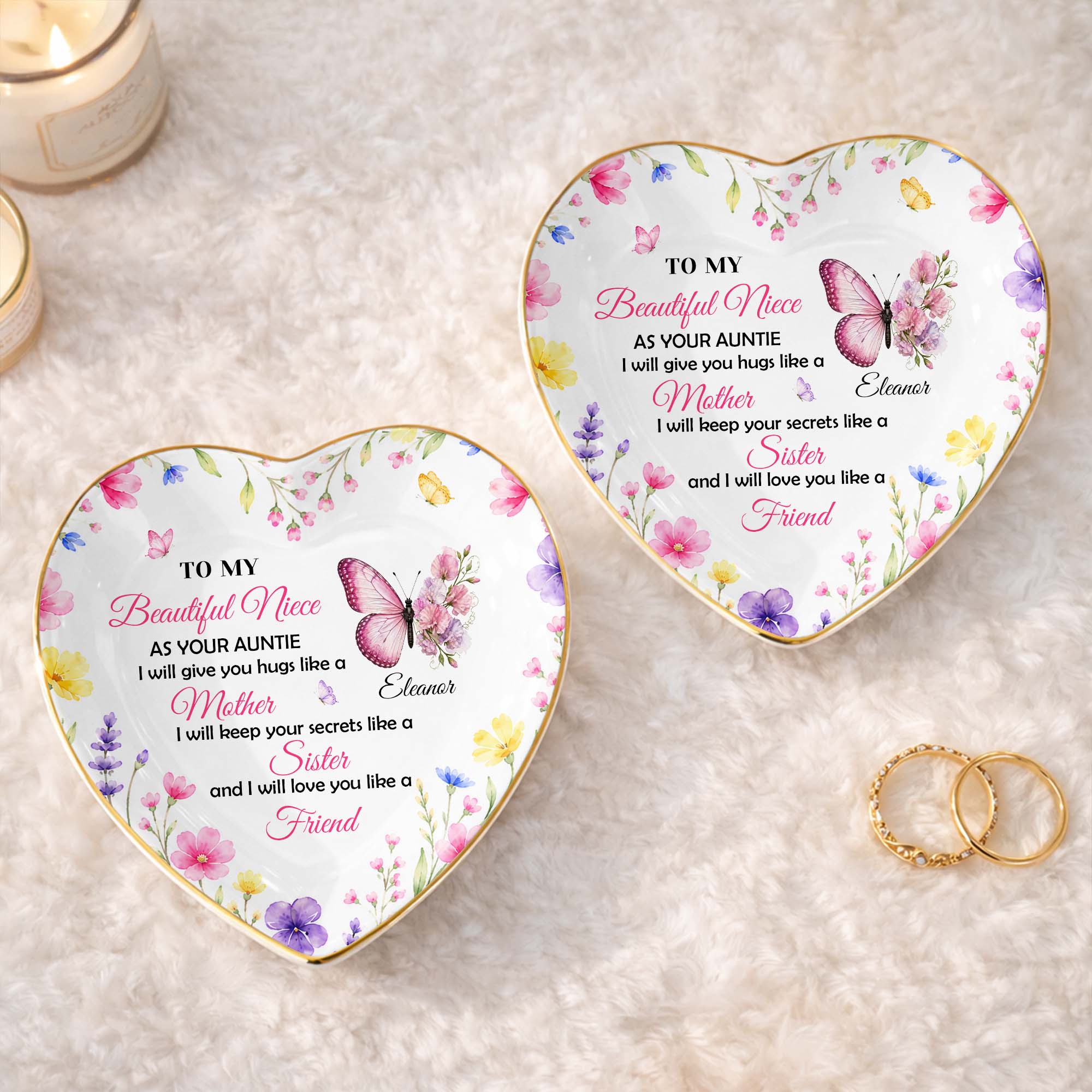 Personalized Heart Jewelry Dish Custom Name Gift for Niece