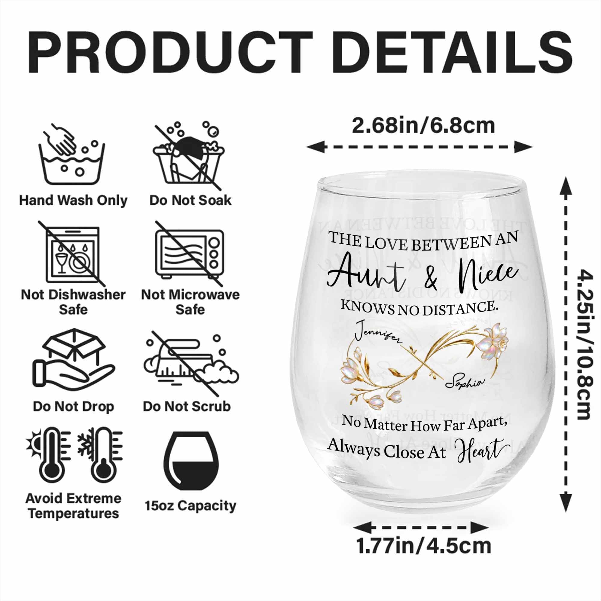 Personalized Stemless Wine Glass Birth Month Flowers Gift for Niece