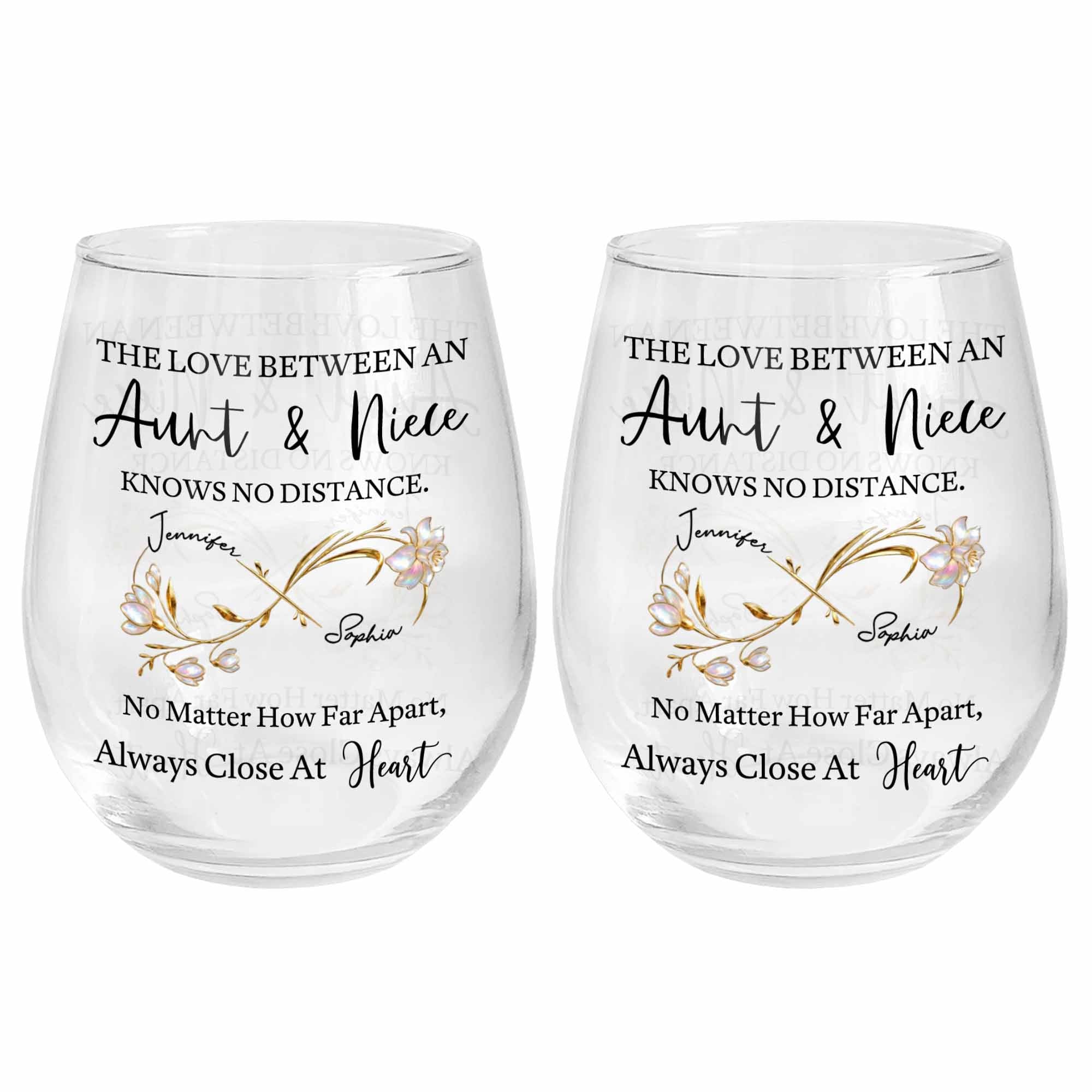 Personalized Stemless Wine Glass Birth Month Flowers Gift for Niece