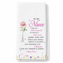 Load image into Gallery viewer, Personalized Kitchen Towel Custom Birth Flower Gift for Niece
