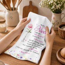 Load image into Gallery viewer, Personalized Kitchen Towel Custom Birth Flower Gift for Niece
