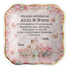 Load image into Gallery viewer, Personalized Ceramic Lace Jewelry Dish Custom Name Gift for Niece
