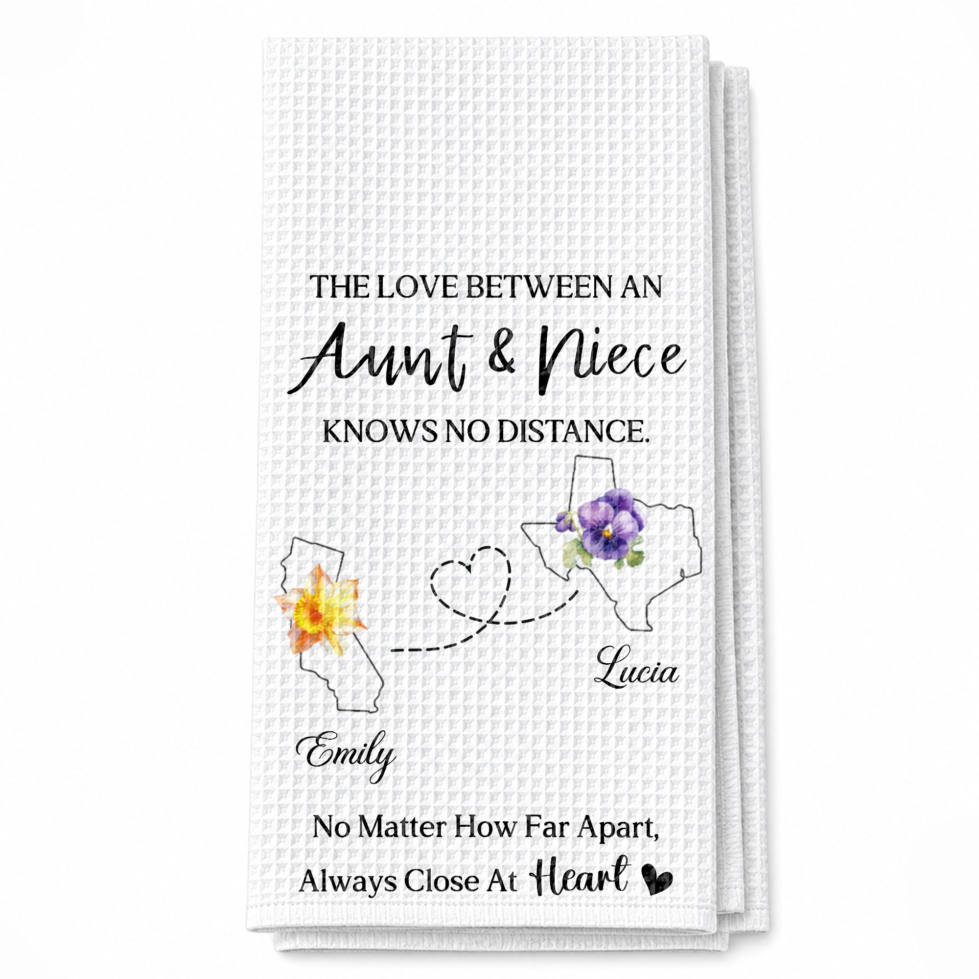 Personalized Kitchen Towel Custom Aunt Niece Gift Idea Flowers