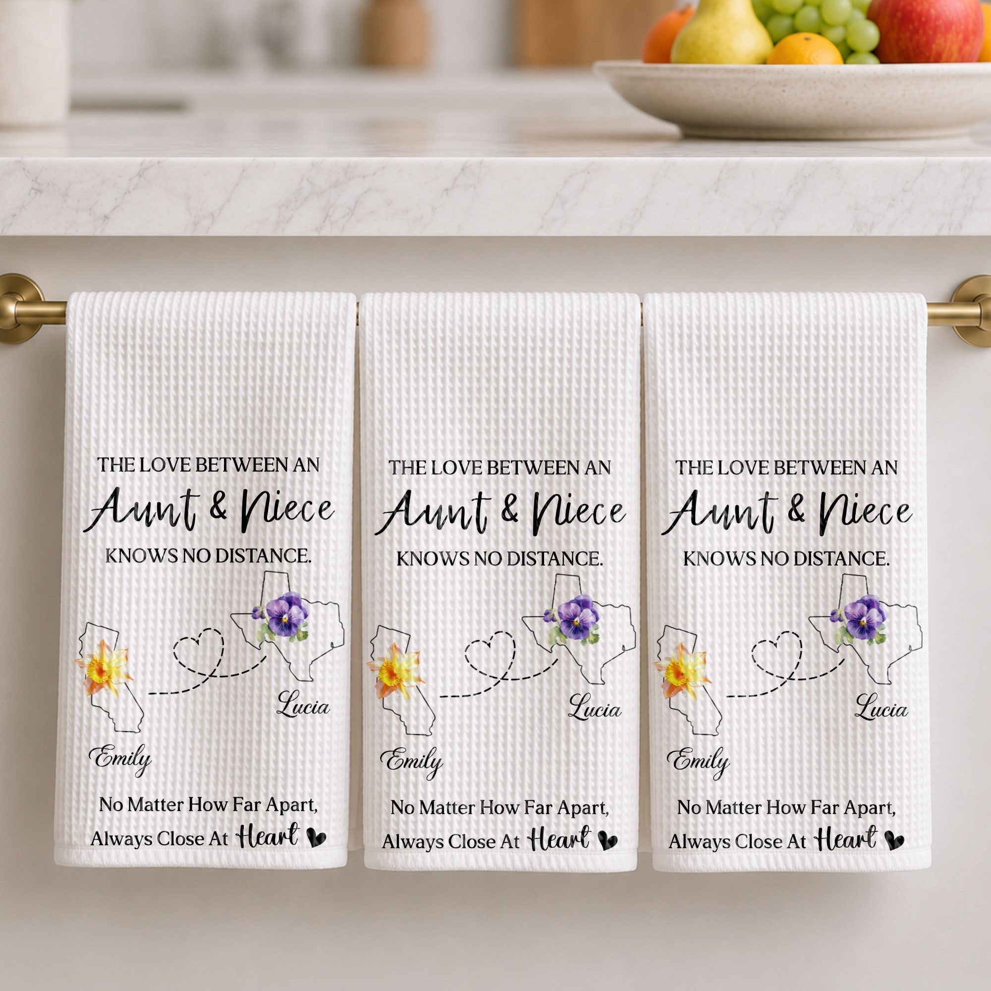 Personalized Kitchen Towel Custom Aunt Niece Gift Idea Flowers