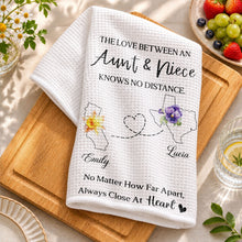 Load image into Gallery viewer, Personalized Kitchen Towel Custom Aunt Niece Gift Idea Flowers
