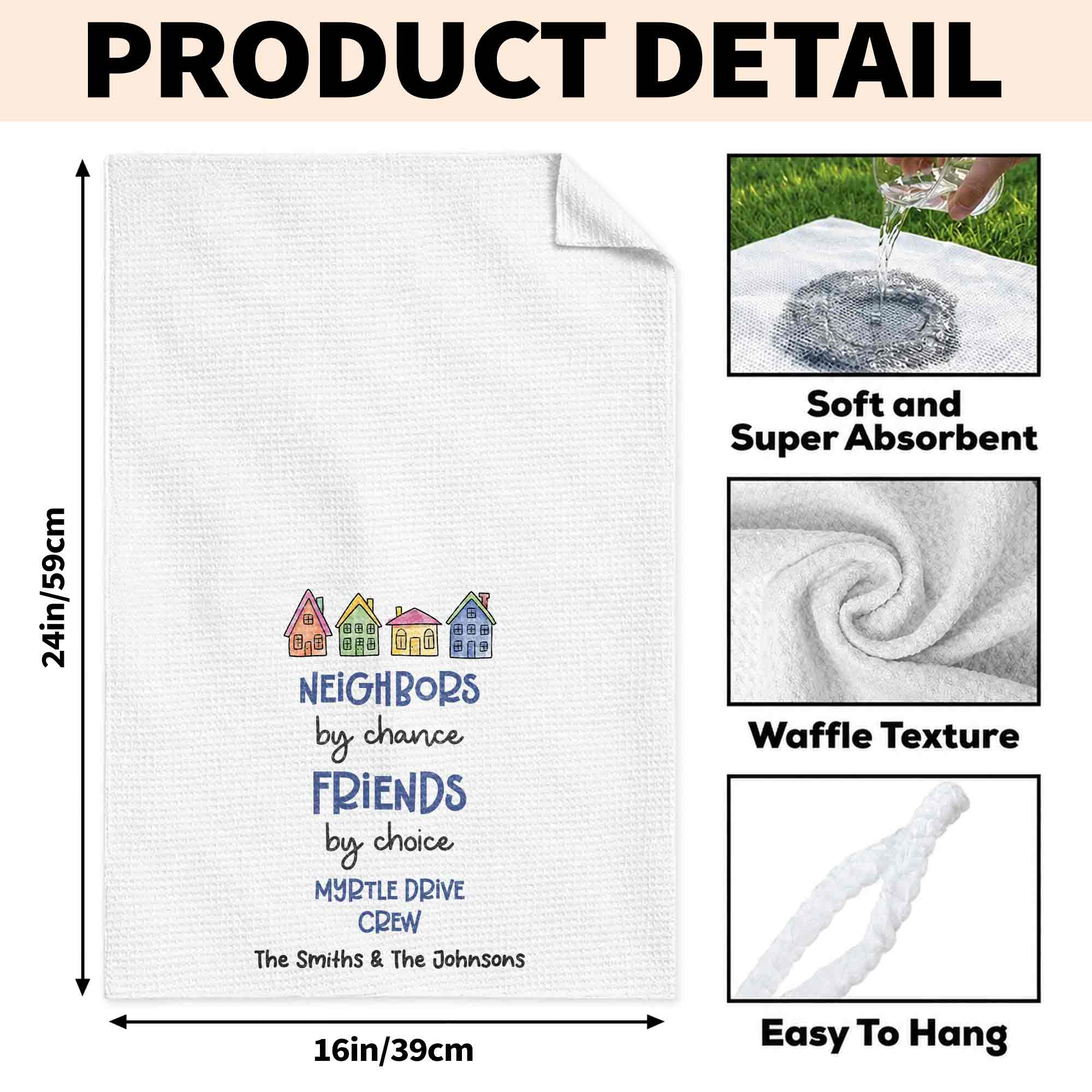 Personalized Kitchen Towel Custom Name Gift for Neighbors