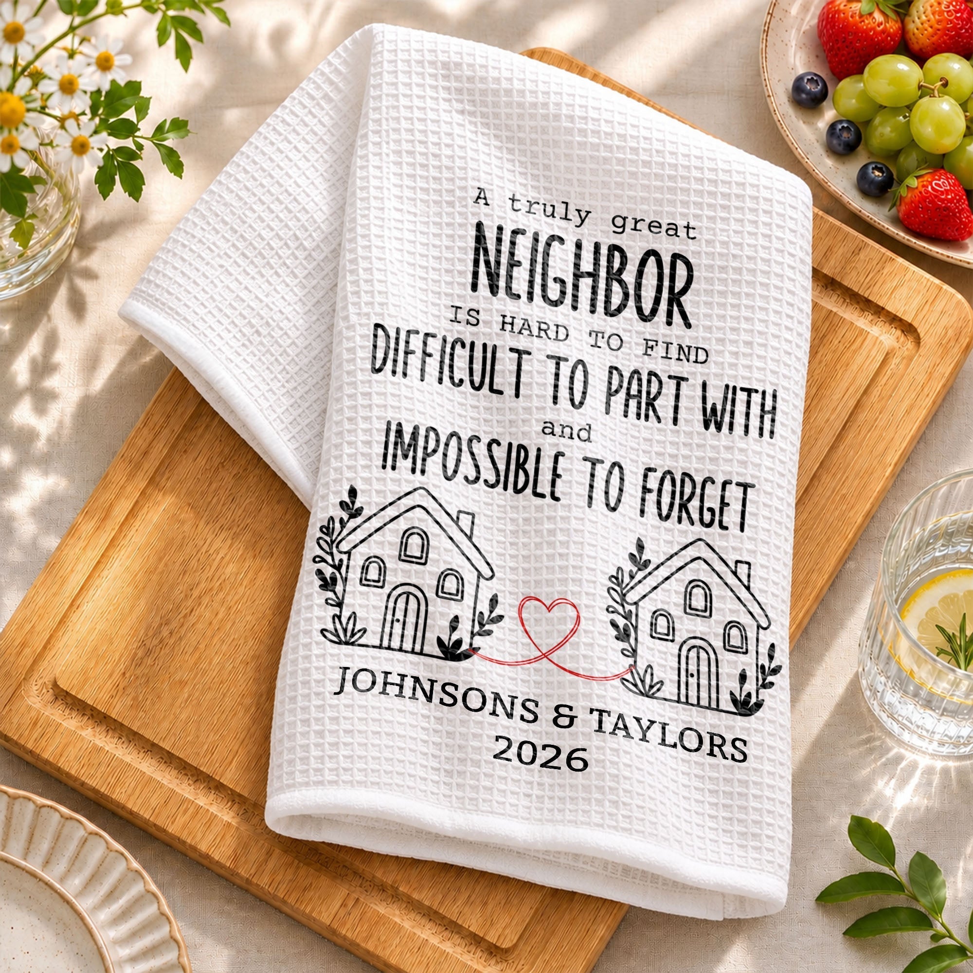Personalized Kitchen Towel Custom Gift for Neighbors & Friends