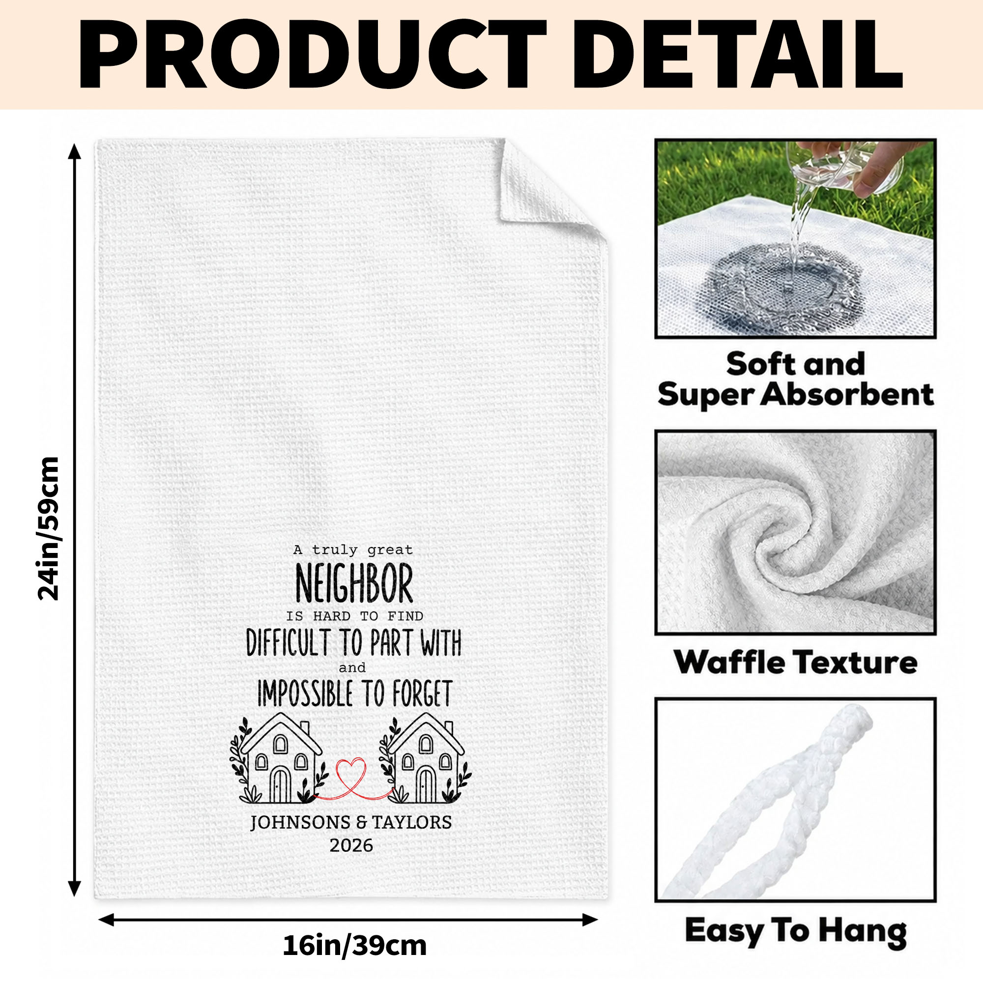 Personalized Kitchen Towel Custom Gift for Neighbors & Friends