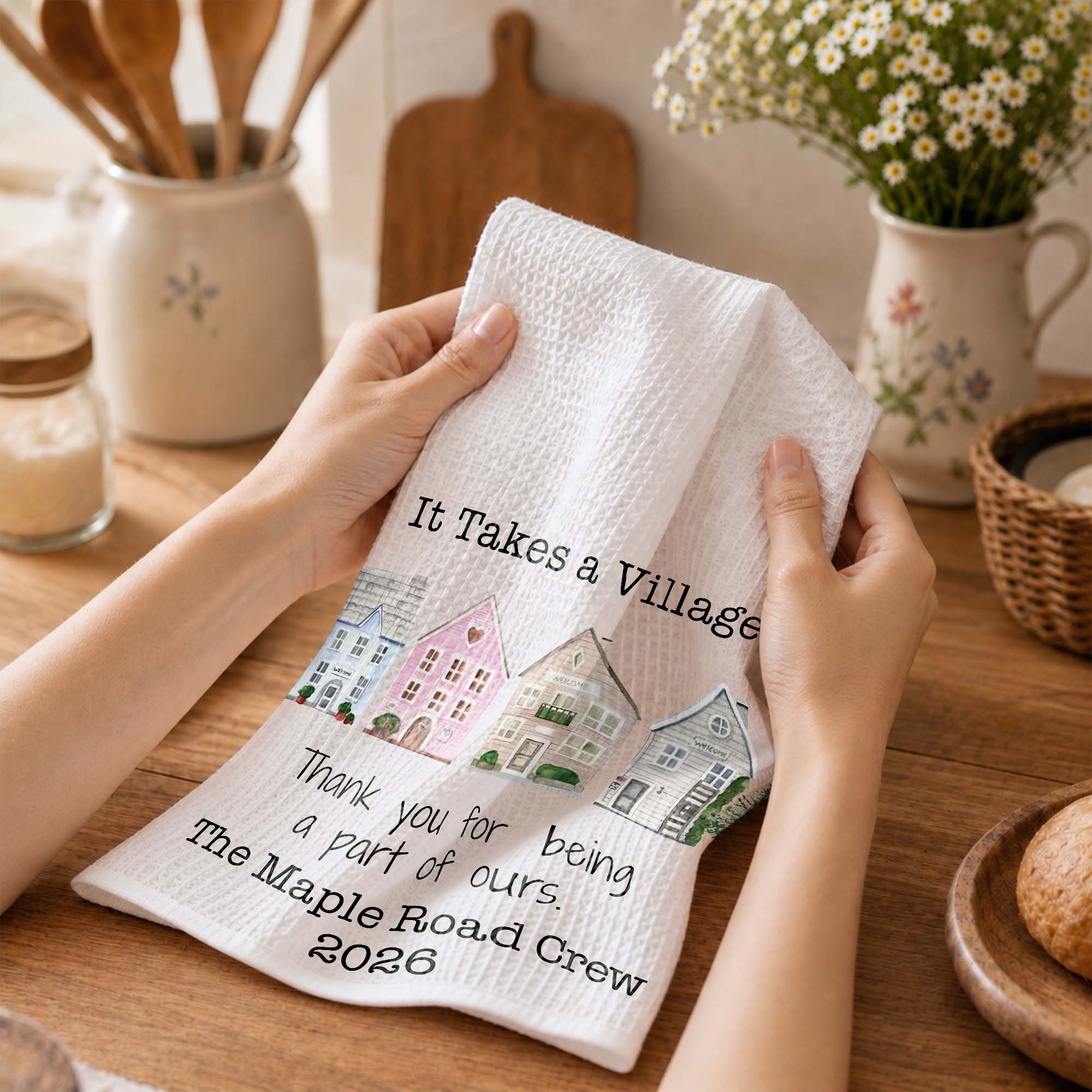 Personalized Thank You Neighbor Kitchen Towel Custom Gift