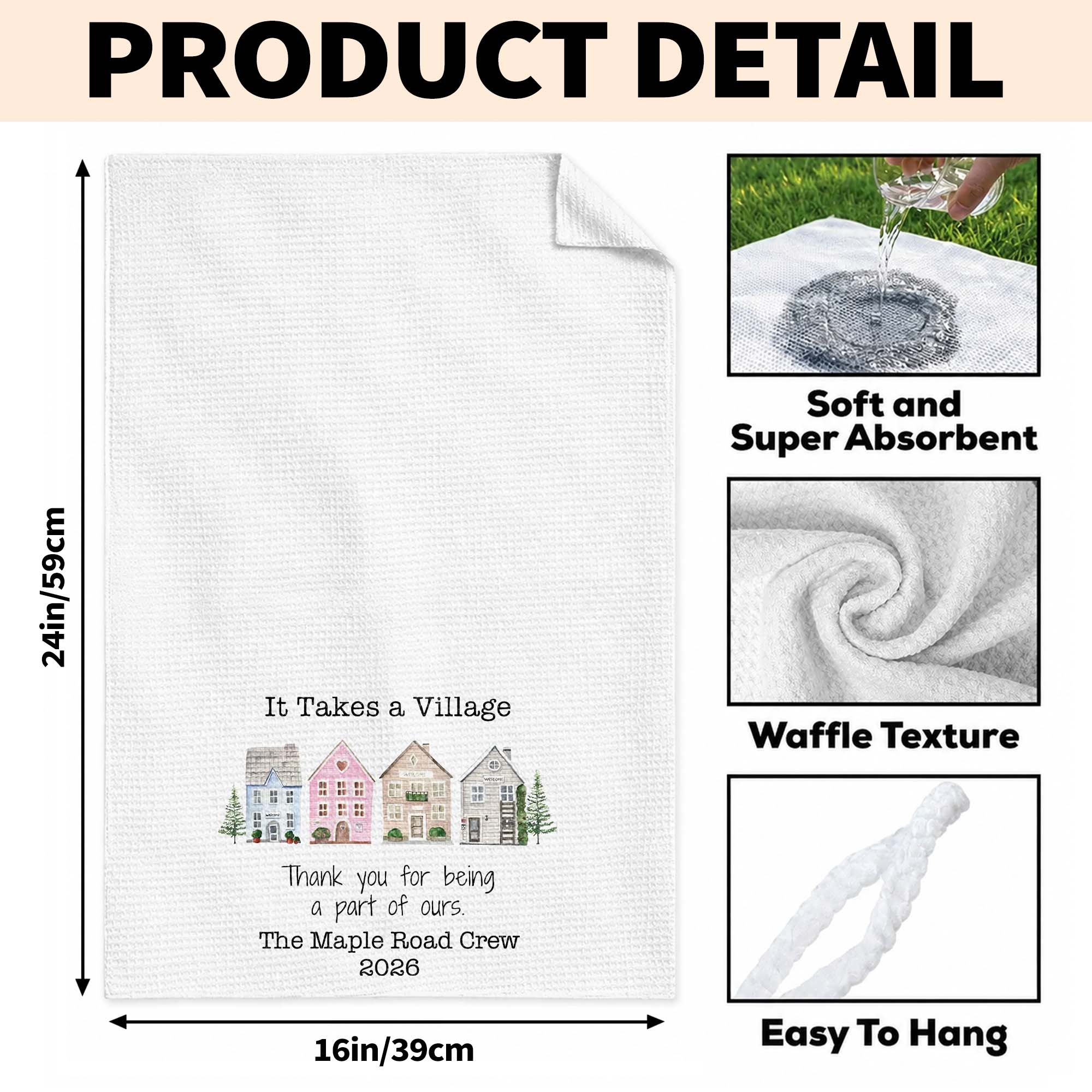 Personalized Thank You Neighbor Kitchen Towel Custom Gift