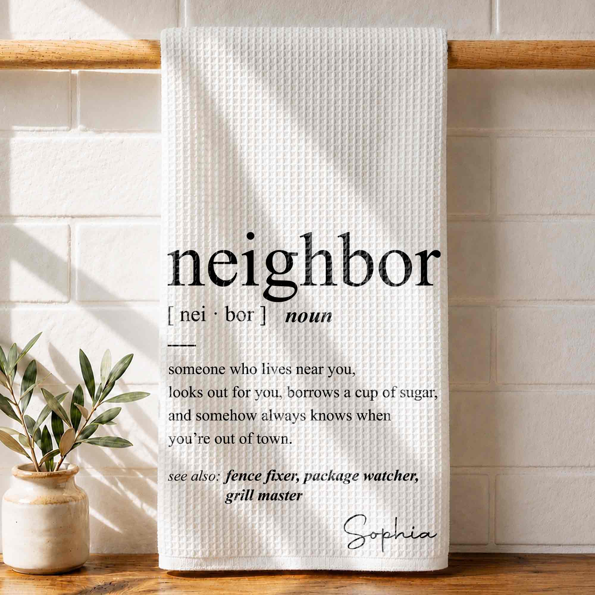 Personalized Kitchen Towel Custom Gift for Neighbors Home Decor