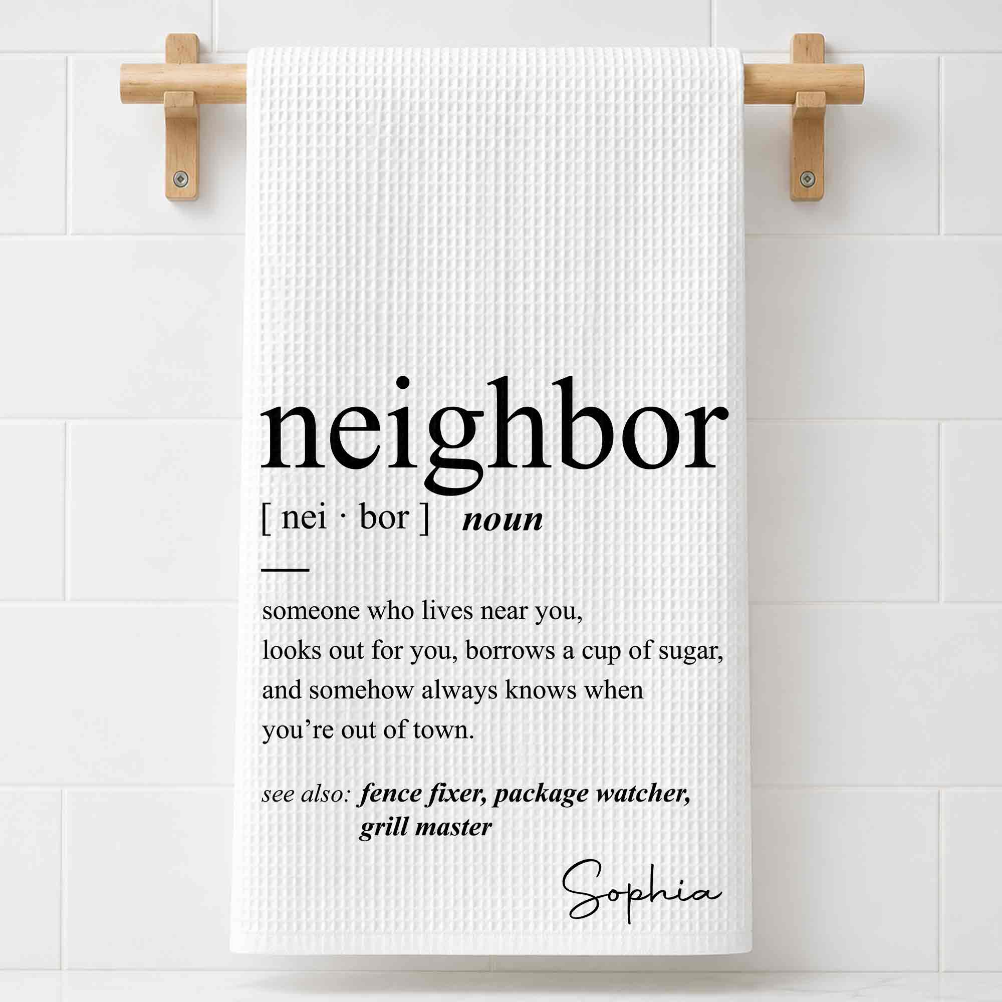 Personalized Kitchen Towel Custom Gift for Neighbors Home Decor