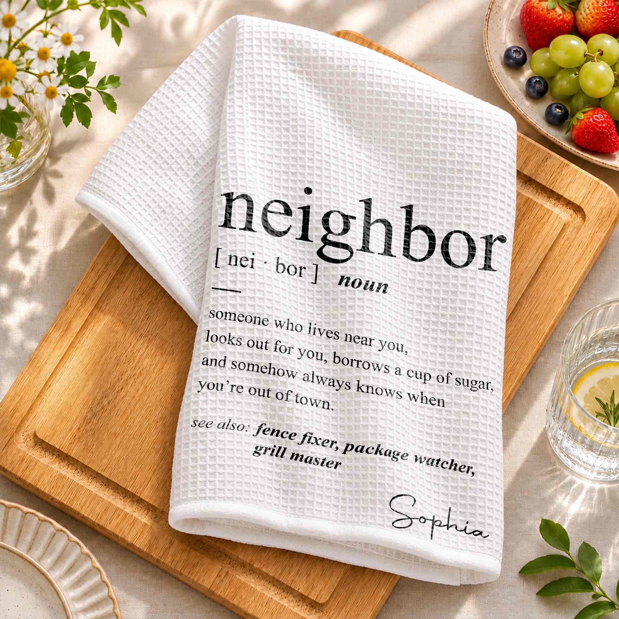 Personalized Kitchen Towel Custom Gift for Neighbors Home Decor