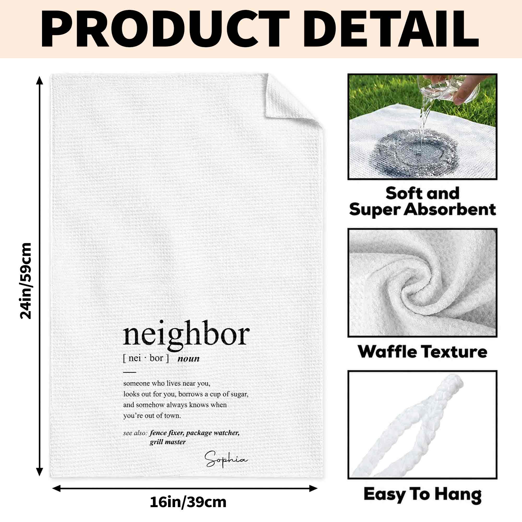 Personalized Kitchen Towel Custom Gift for Neighbors Home Decor