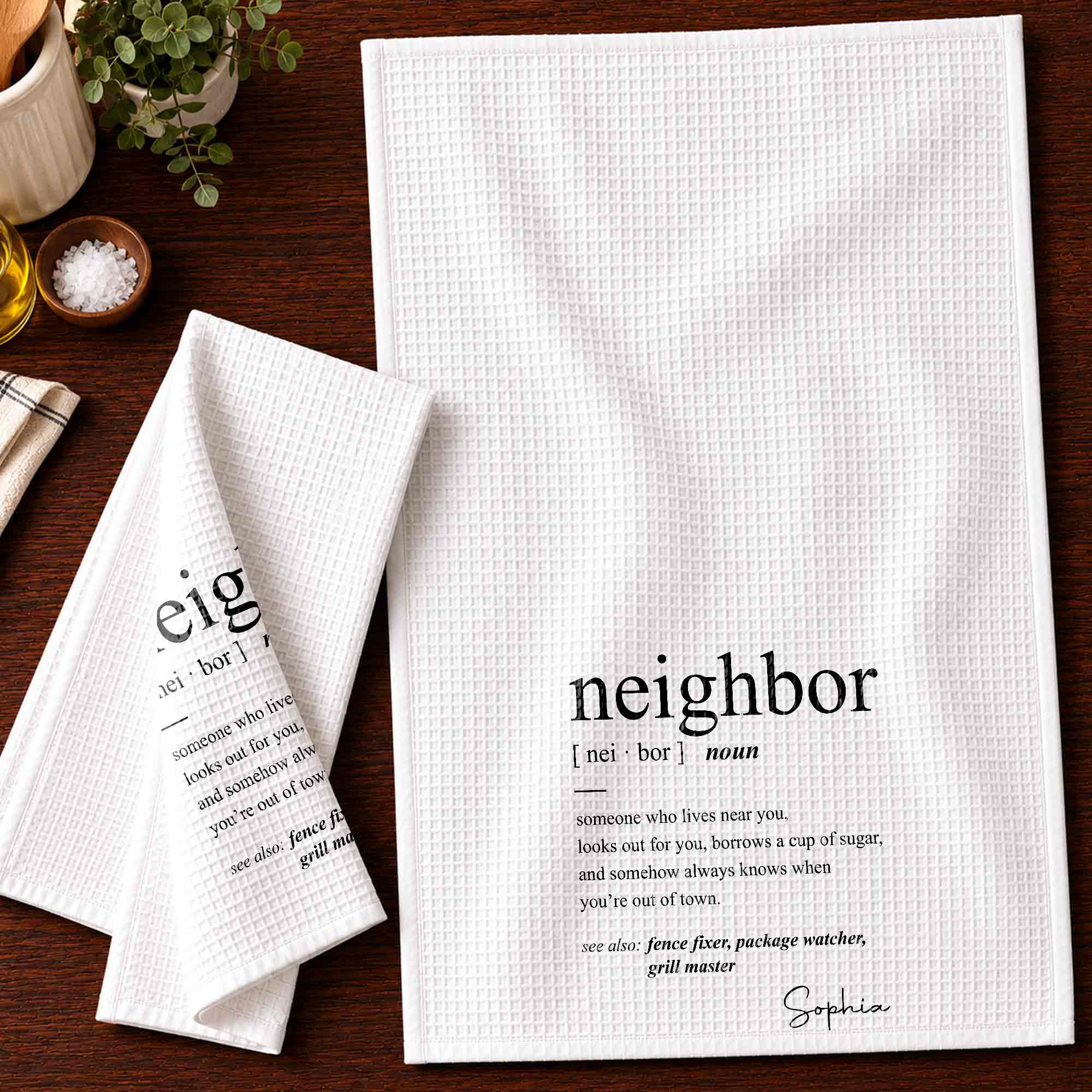 Personalized Kitchen Towel Custom Gift for Neighbors Home Decor