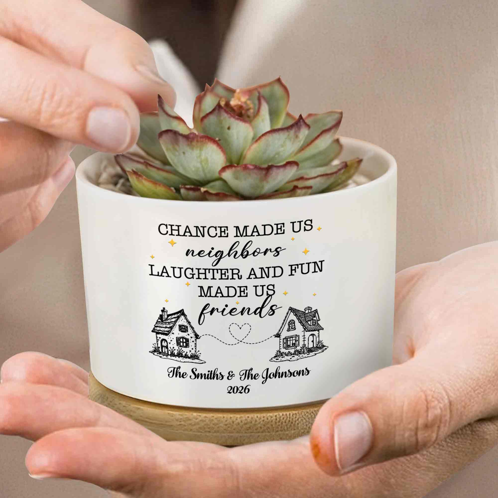 Personalized Ceramic Plant Pot Custom Message Gift for Neighbors