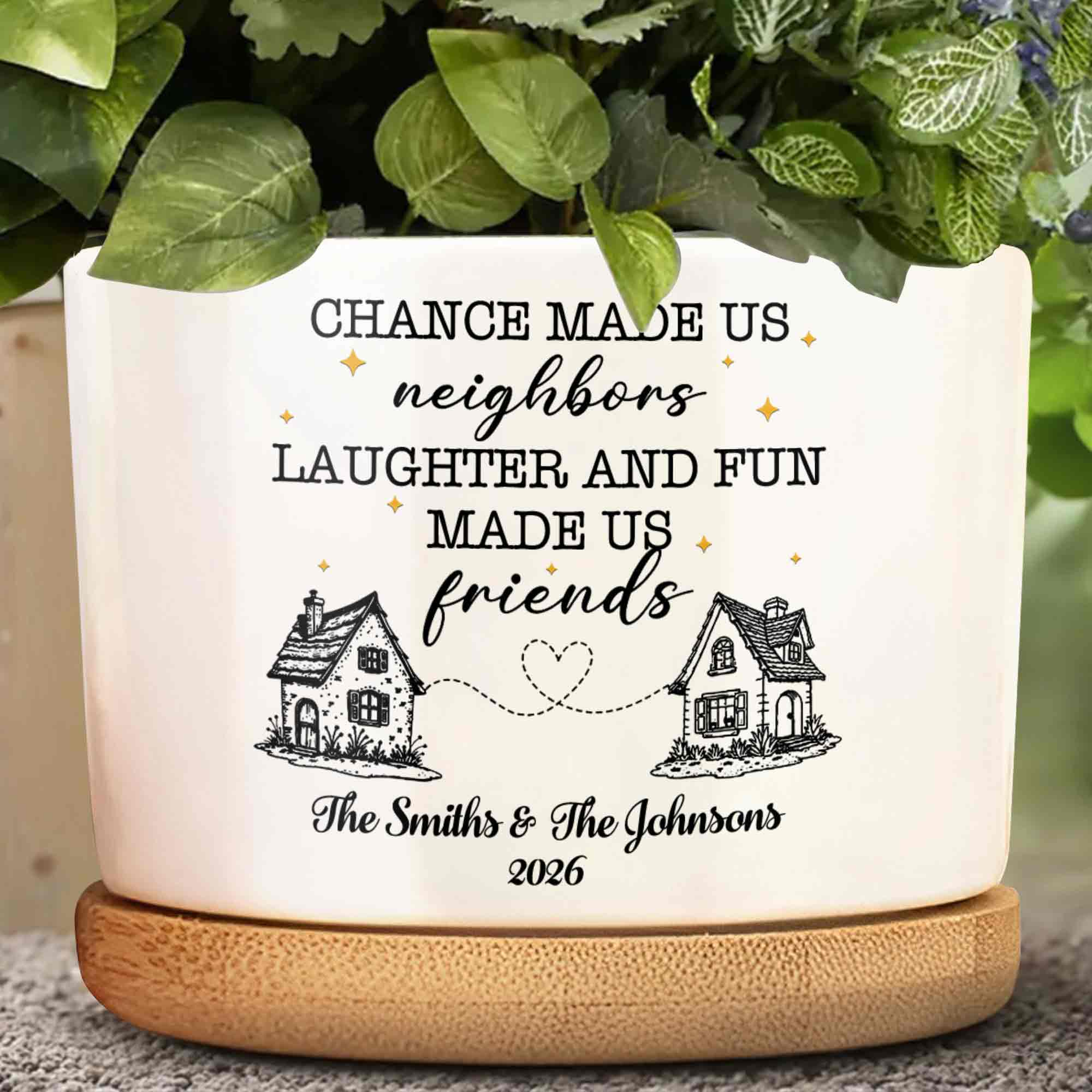 Personalized Ceramic Plant Pot Custom Message Gift for Neighbors