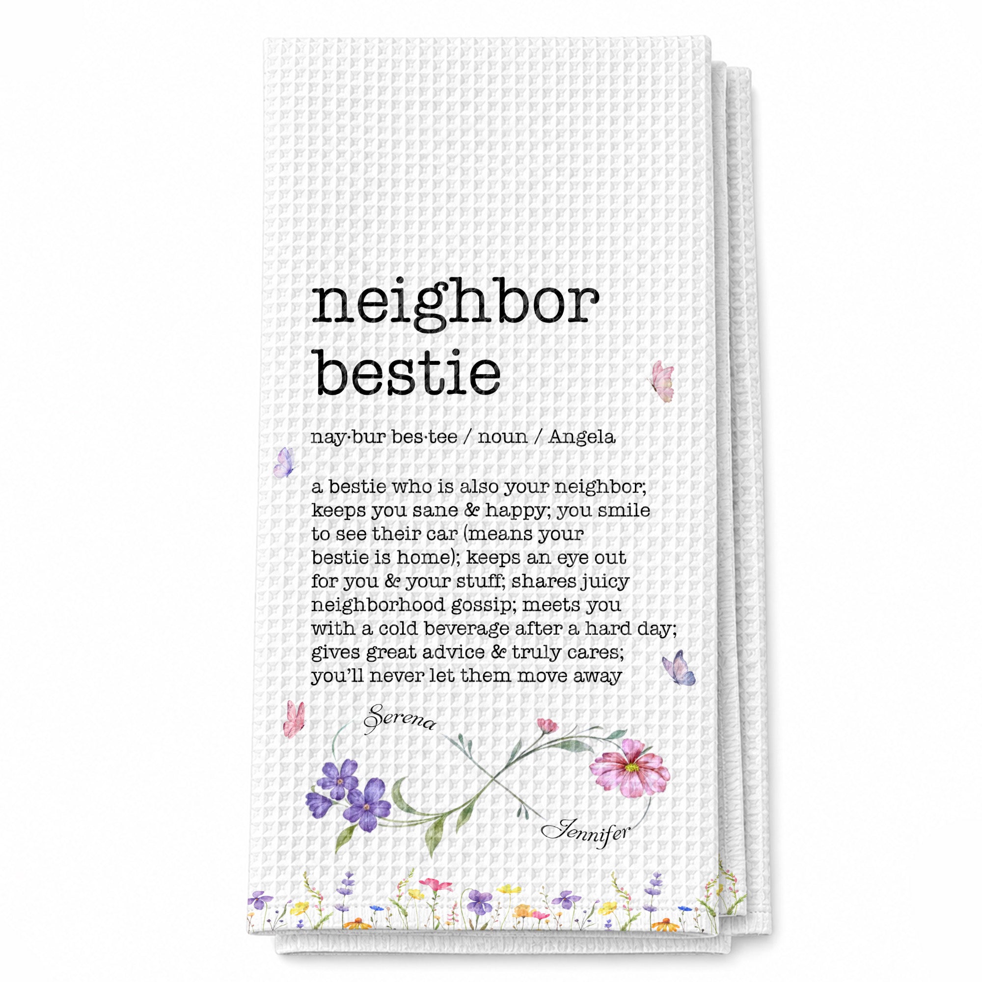 Personalized Kitchen Towel Custom Birth Flowers for Bestie