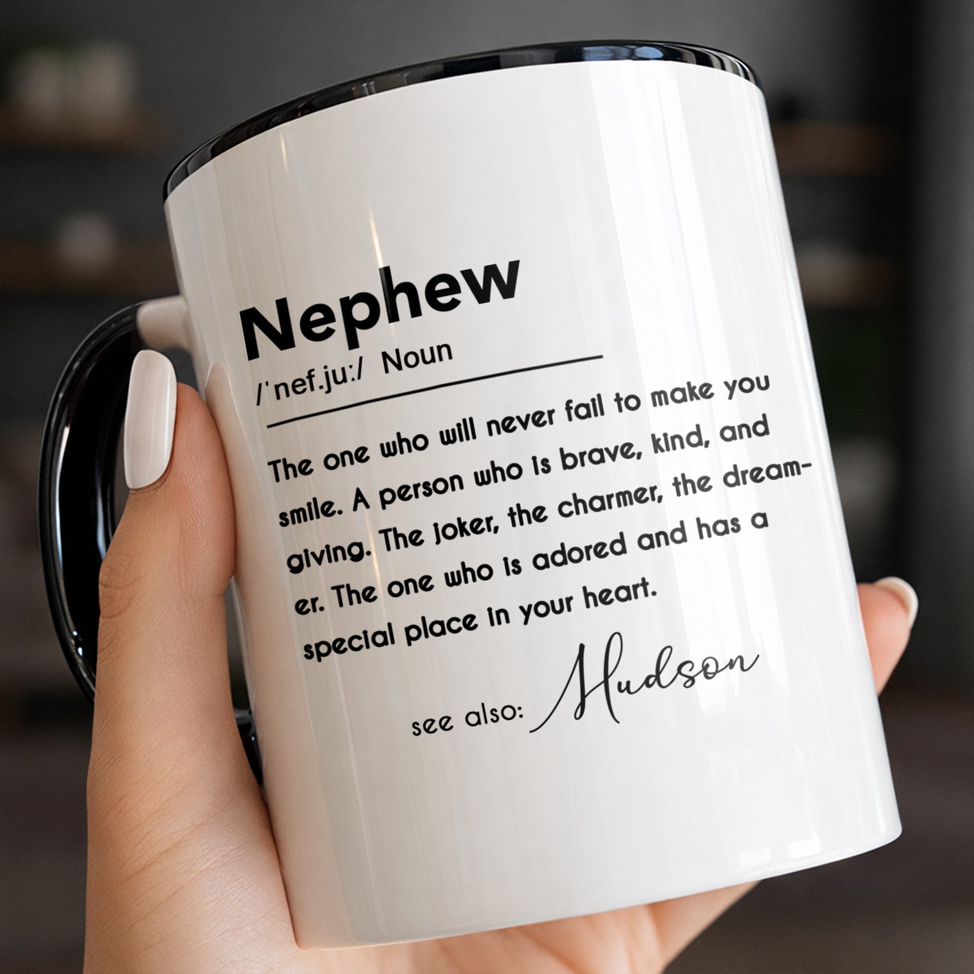 Personalized Custom Accent Mug for Nephew Birthday Gift