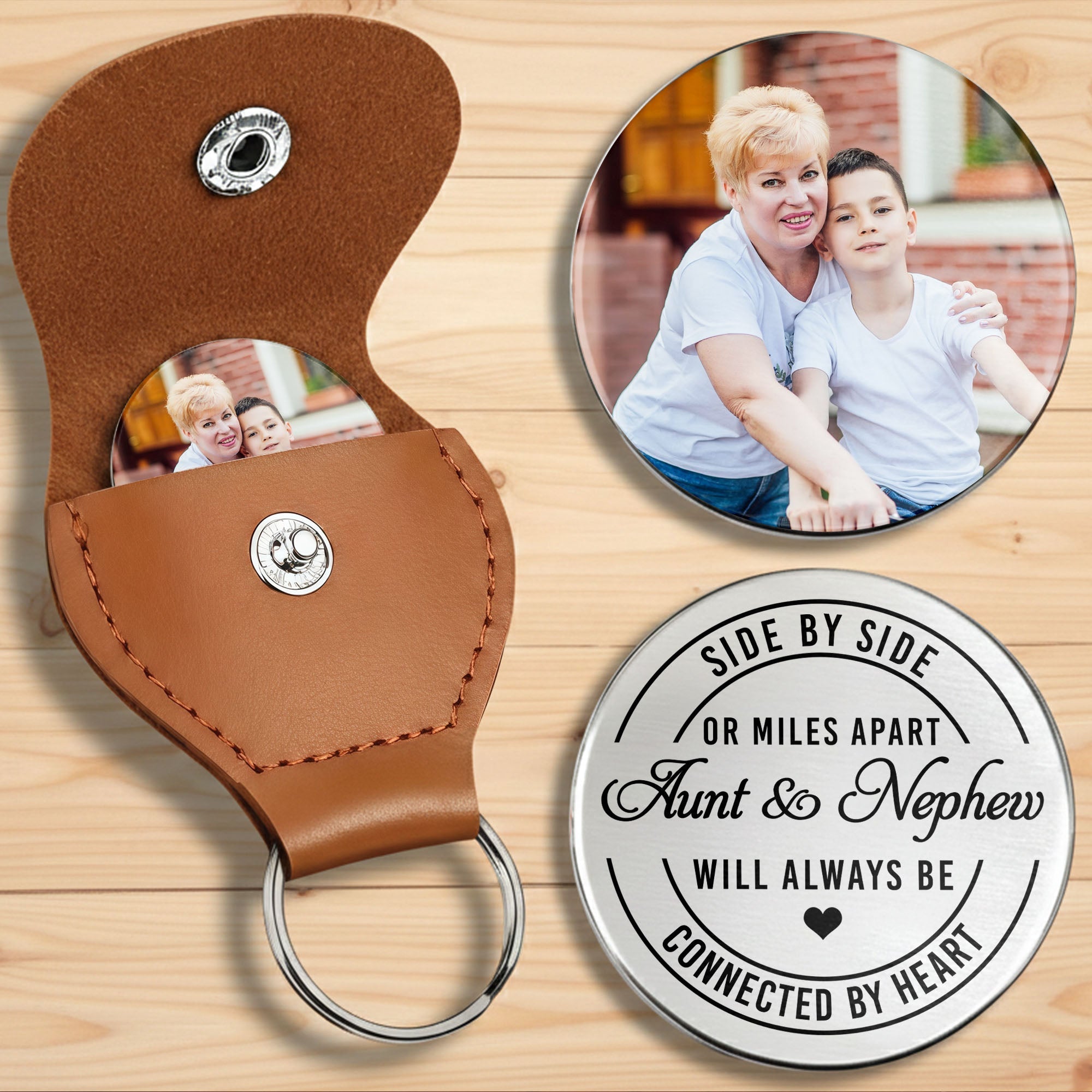 Personalized Pocket Hug Keychain for Aunt & Nephew Gift