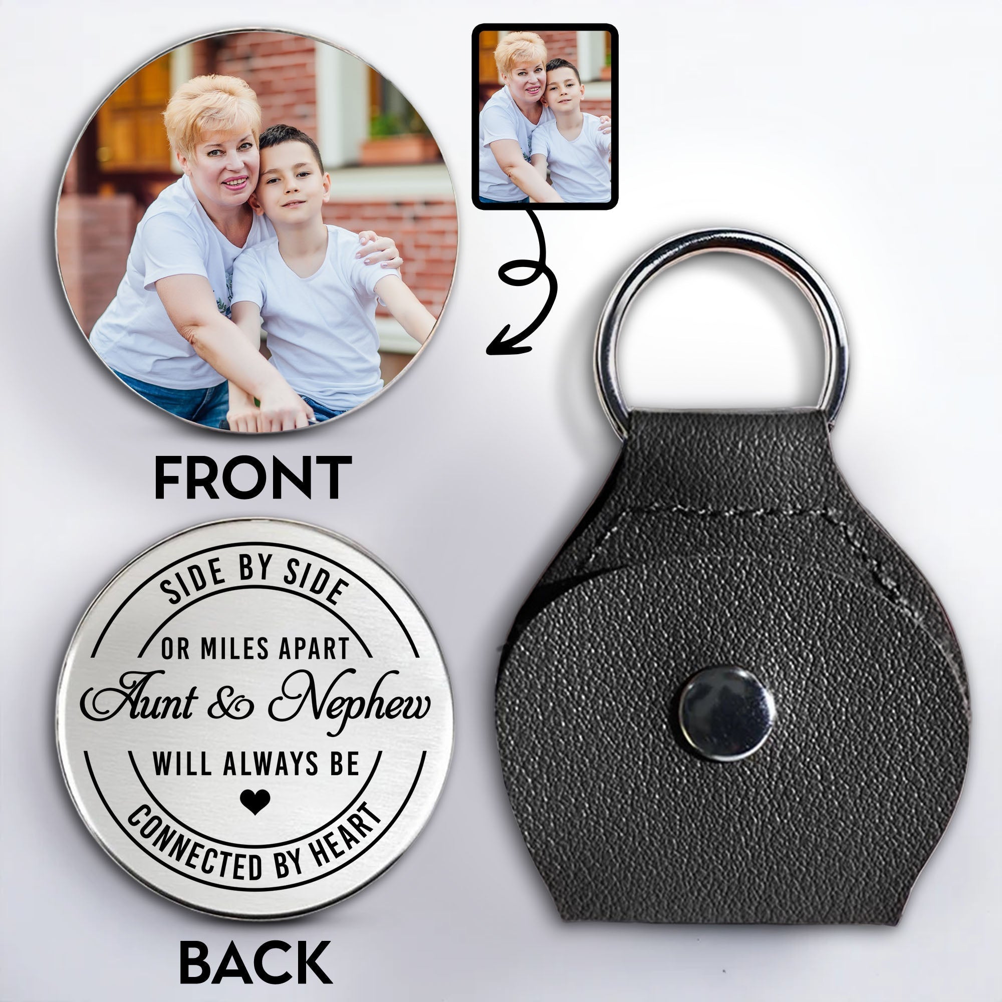 Personalized Pocket Hug Keychain for Aunt & Nephew Gift