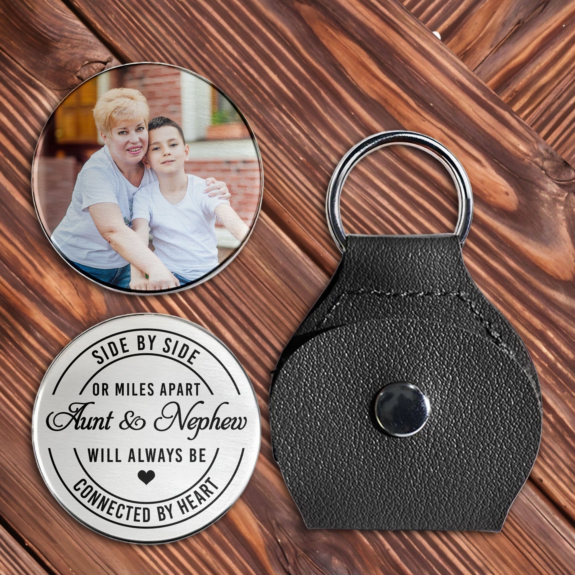 Personalized Pocket Hug Keychain for Aunt & Nephew Gift