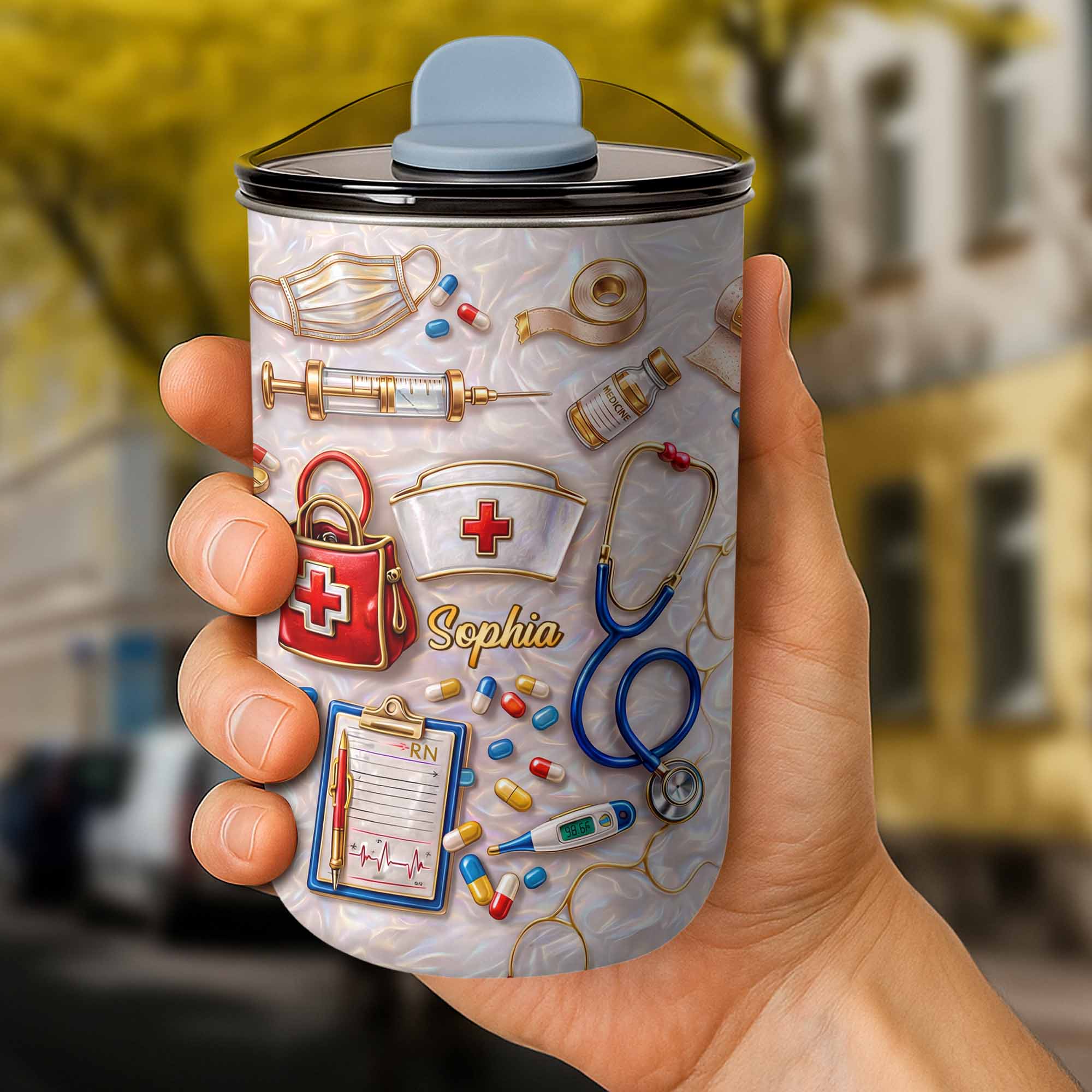 Personalized Nurse Tumbler with Stethoscope Custom 10oz Gift