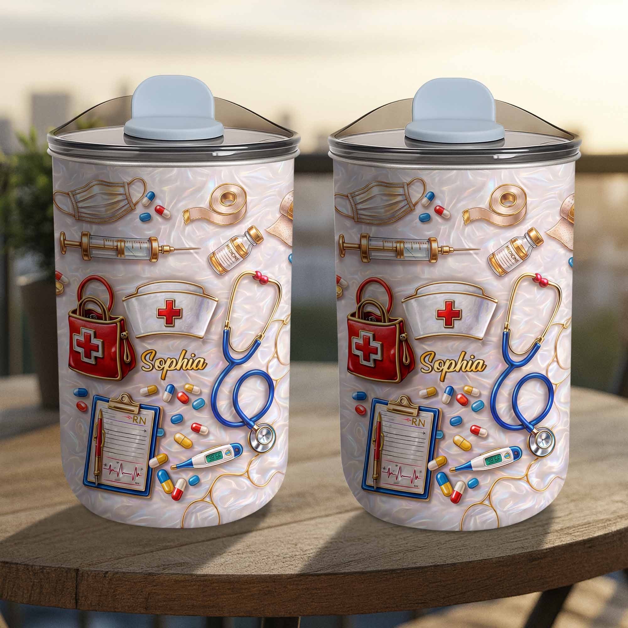 Personalized Nurse Tumbler with Stethoscope Custom 10oz Gift