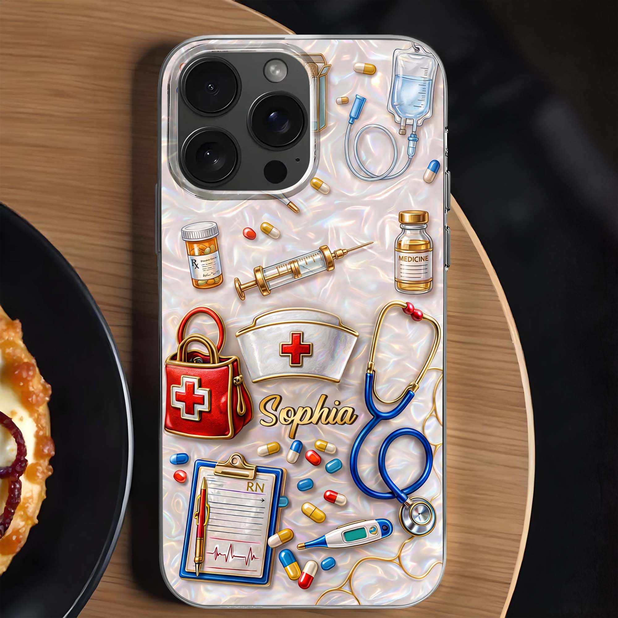 Personalized Clear Phone Case for Nurses Custom Name Gift