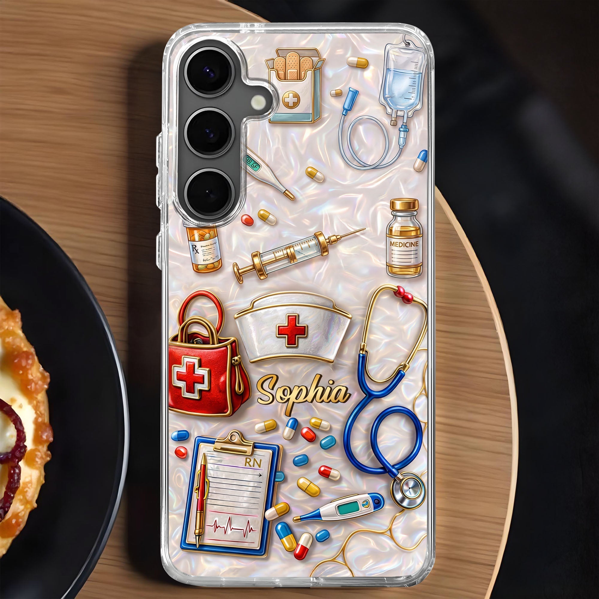 Personalized Clear Phone Case for Nurses Custom Name Gift