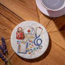 Load image into Gallery viewer, Personalized Ceramic Coaster Custom Name Gift for Nurses
