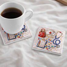 Load image into Gallery viewer, Personalized RN Medical Tools Coaster Custom Name Gift for Nurses
