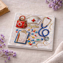 Load image into Gallery viewer, Personalized RN Medical Tools Coaster Custom Name Gift for Nurses
