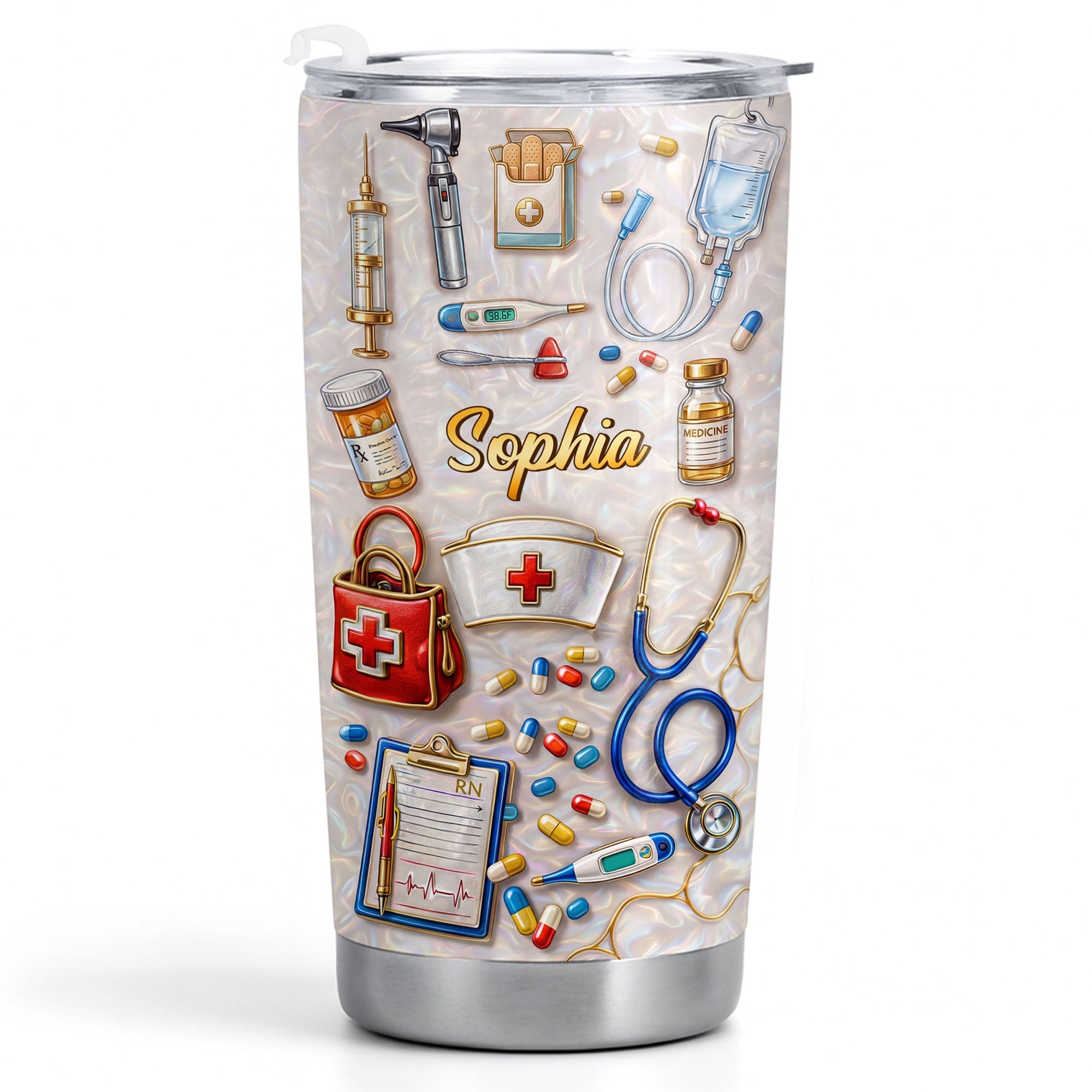 Personalized Nurse Tumbler Custom Name Stainless Steel Gift