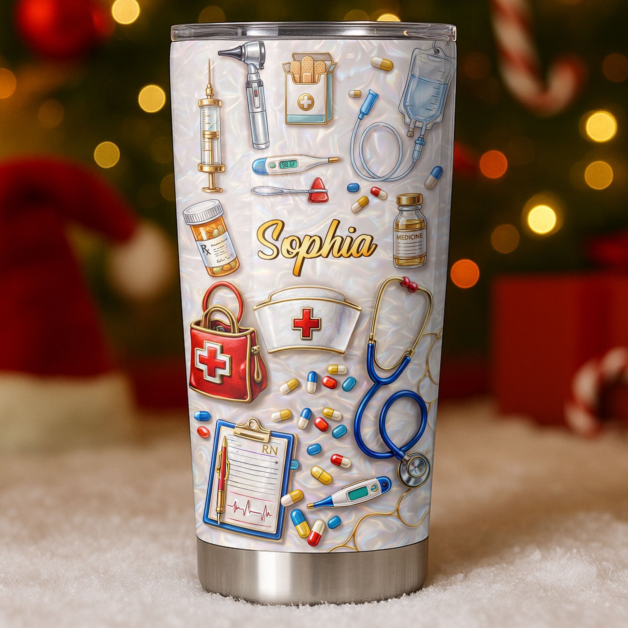 Personalized Nurse Tumbler Custom Name Stainless Steel Gift