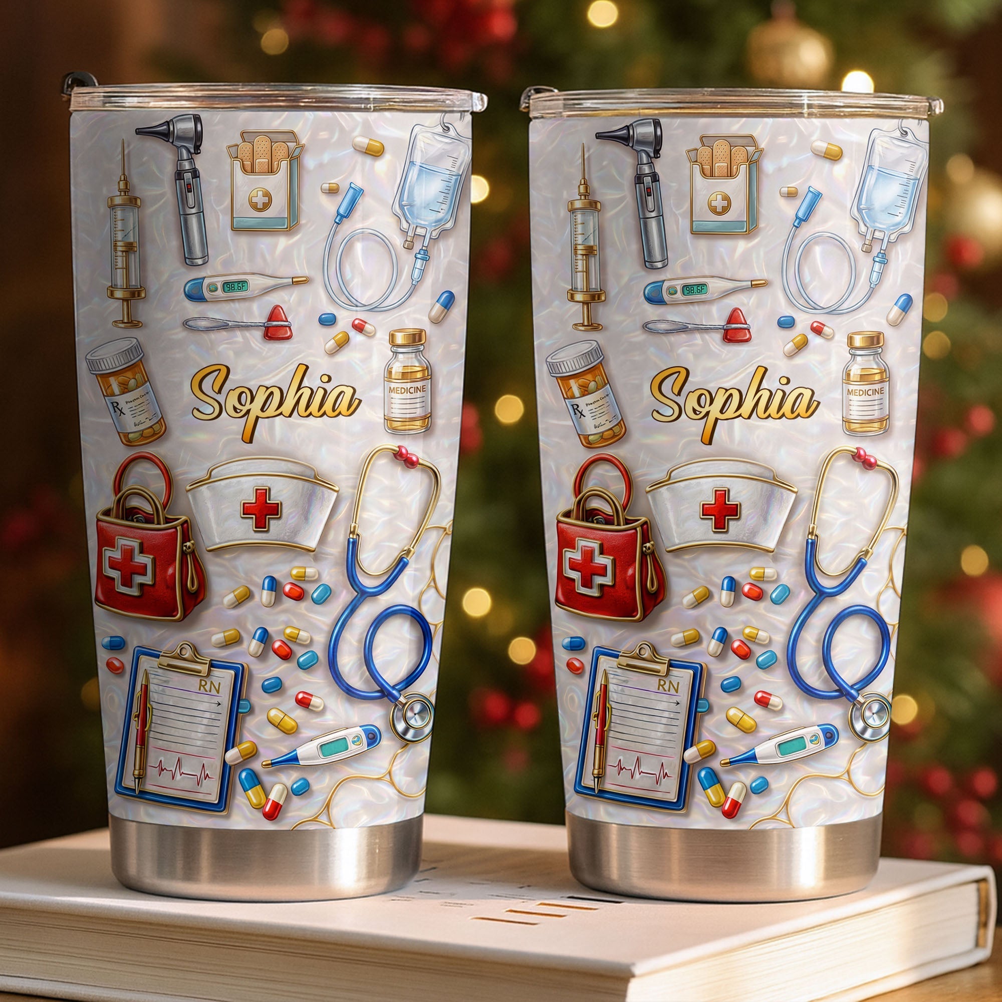 Personalized Nurse Tumbler Custom Name Stainless Steel Gift