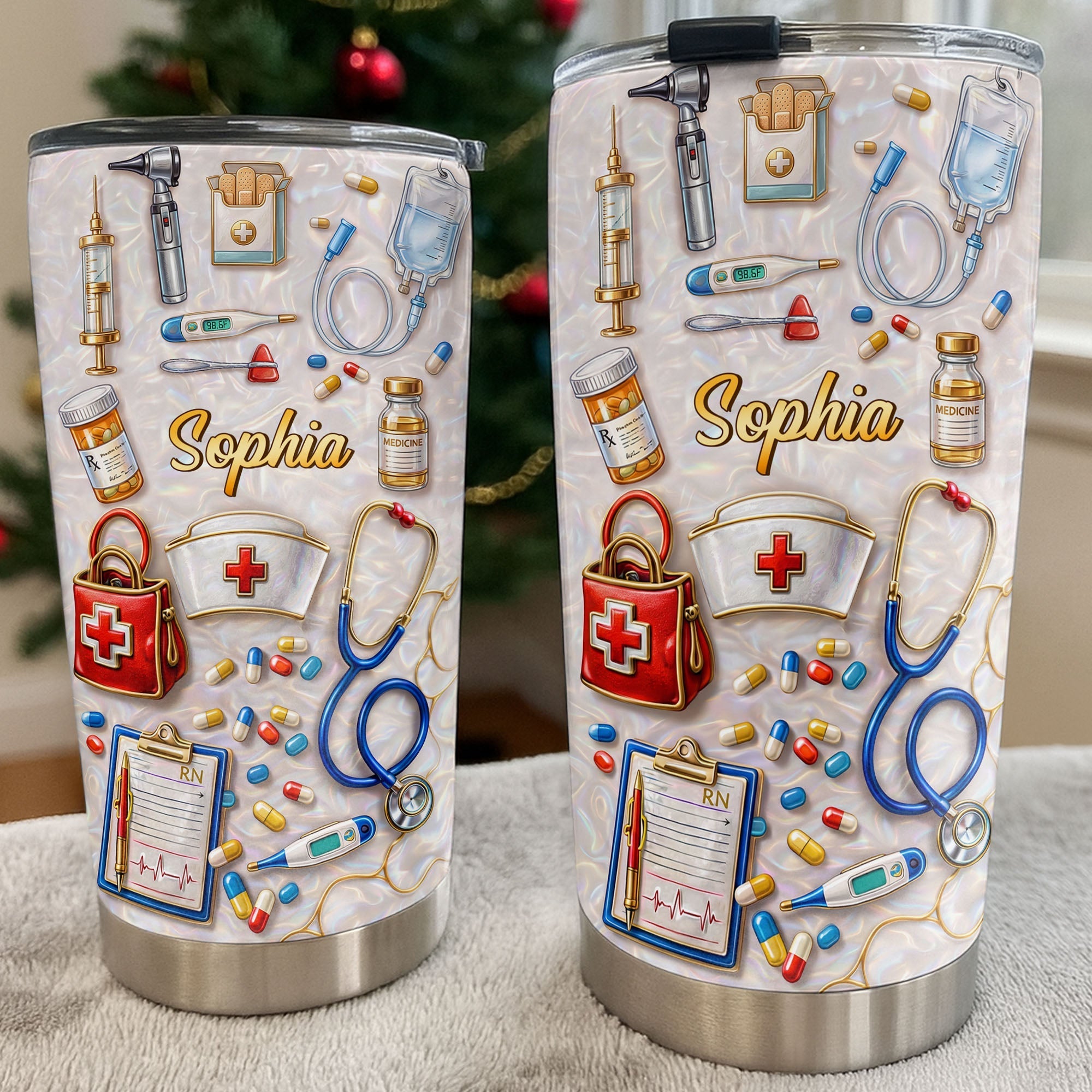 Personalized Nurse Tumbler Custom Name Stainless Steel Gift
