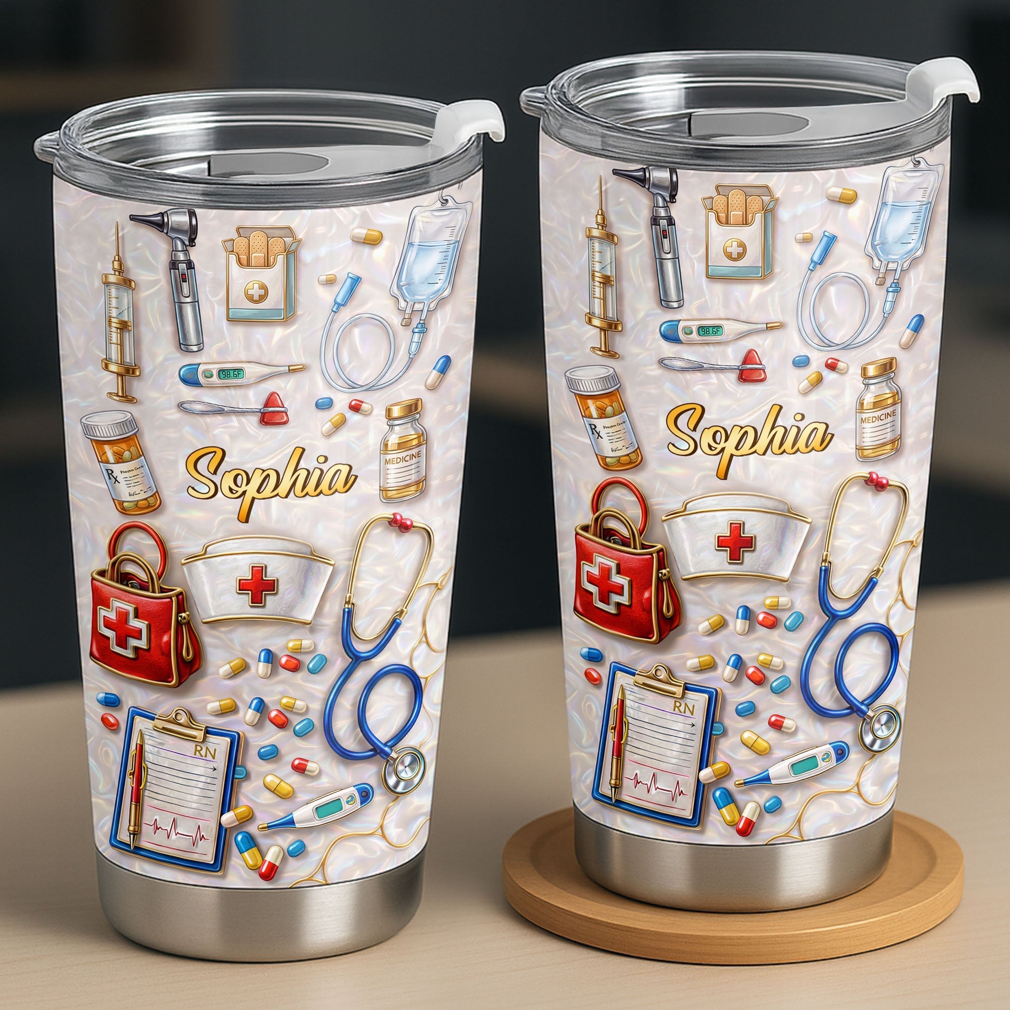 Personalized Nurse Tumbler Custom Name Stainless Steel Gift