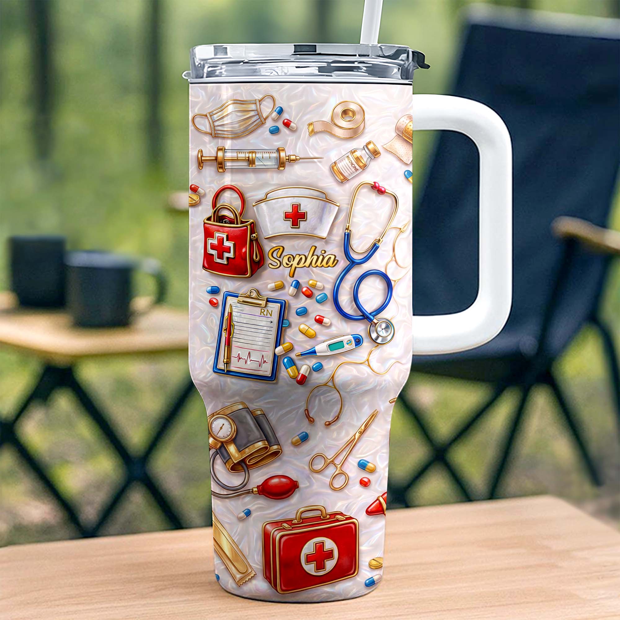 Personalized 40oz Tumbler Custom Name Healthcare Gift for Nurses