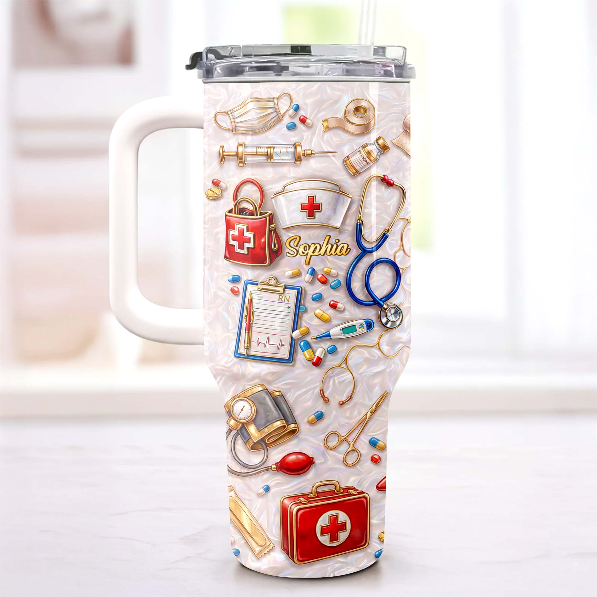 Personalized 40oz Tumbler Custom Name Healthcare Gift for Nurses