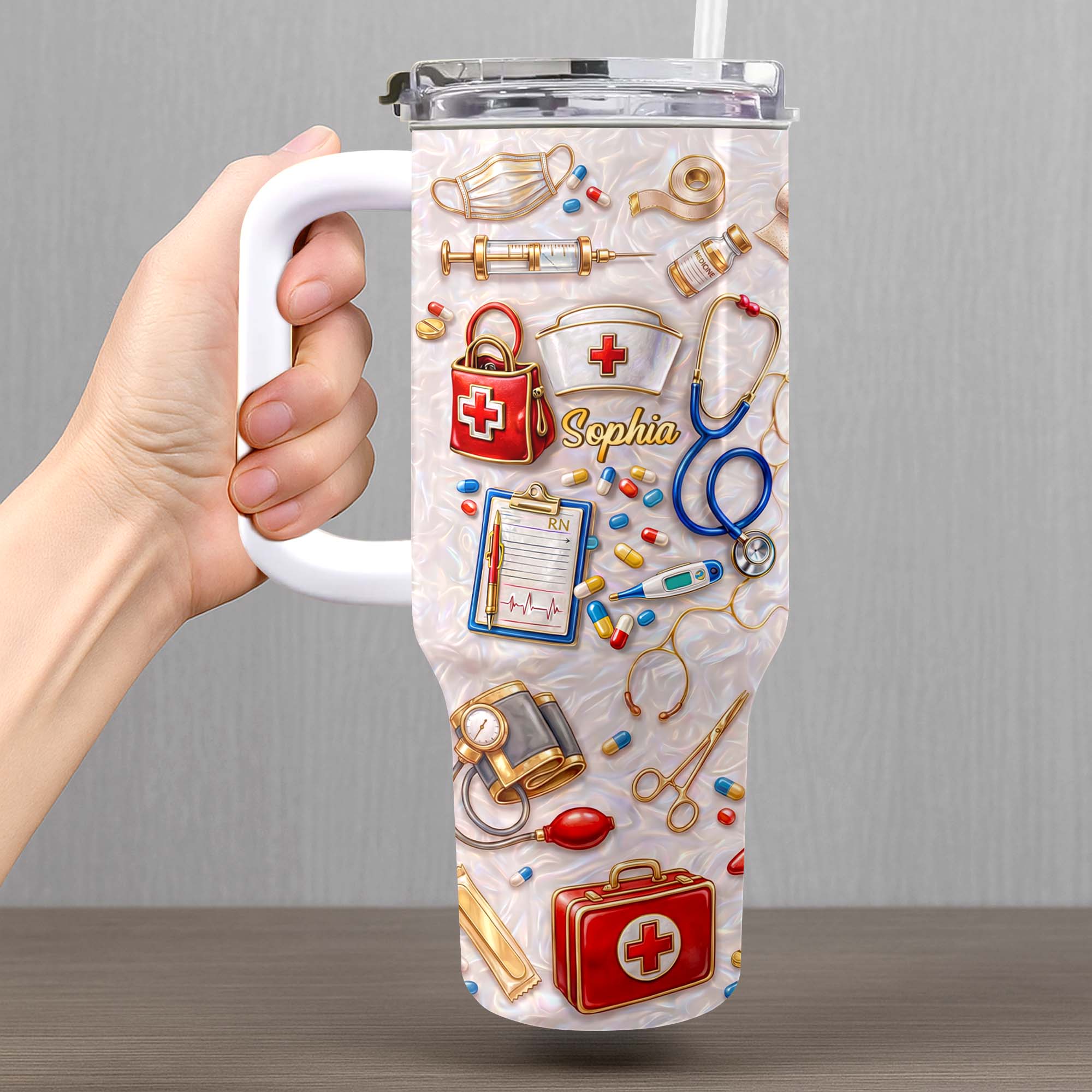 Personalized 40oz Tumbler Custom Name Healthcare Gift for Nurses