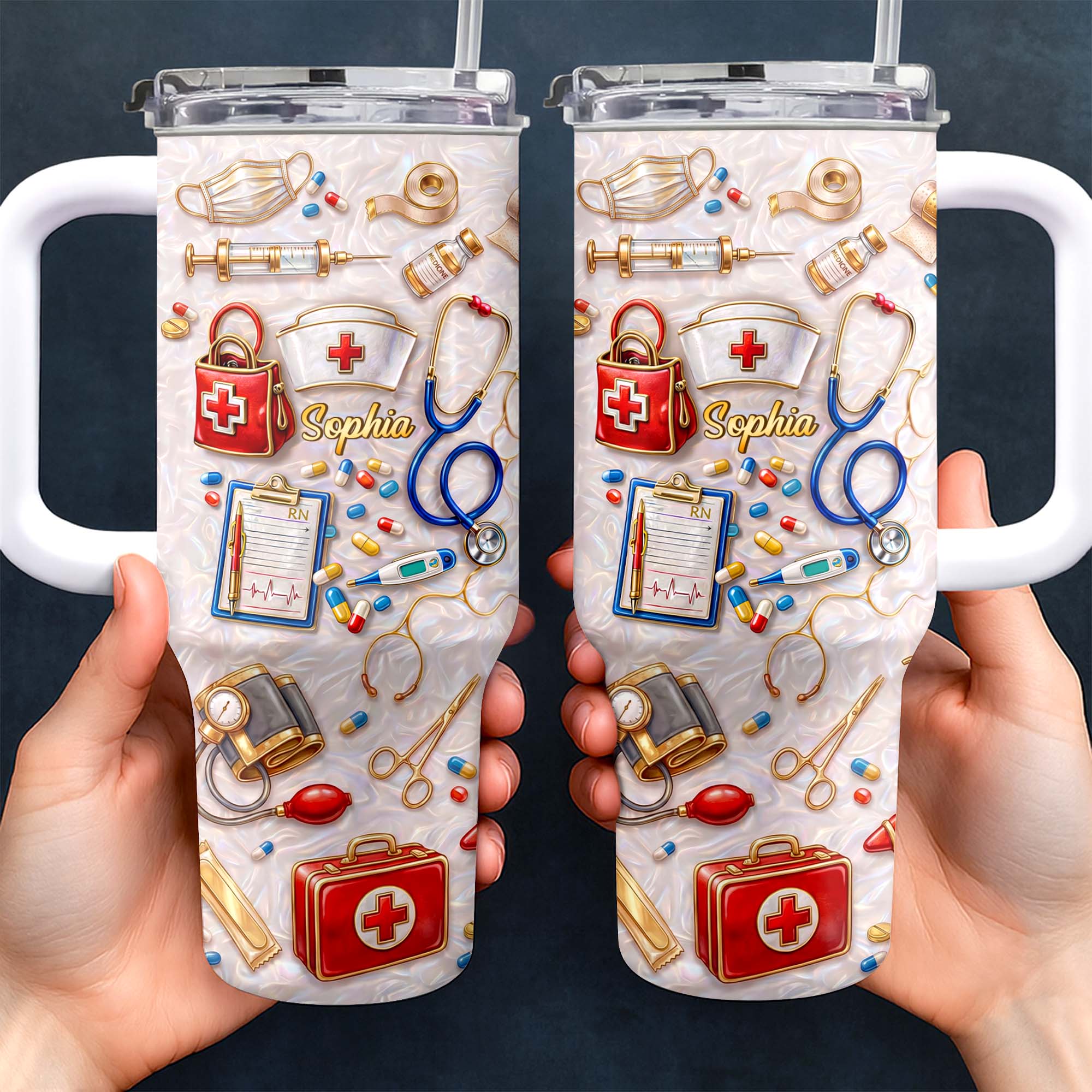 Personalized 40oz Tumbler Custom Name Healthcare Gift for Nurses