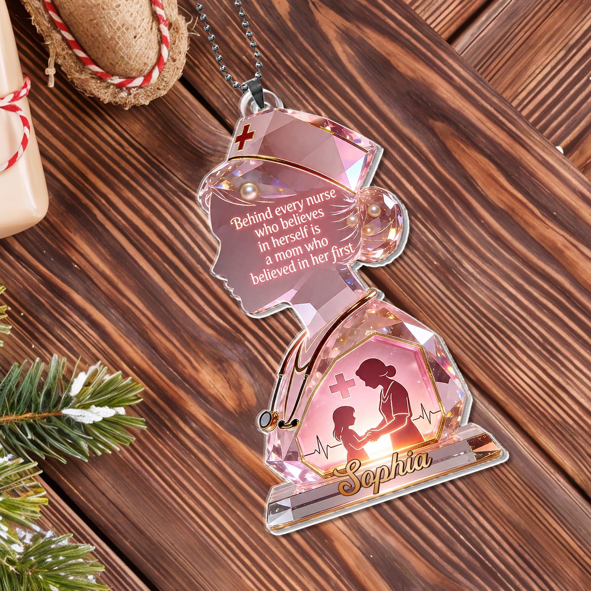 Personalized Nurse Acrylic Ornament Custom Name Gift for Mom
